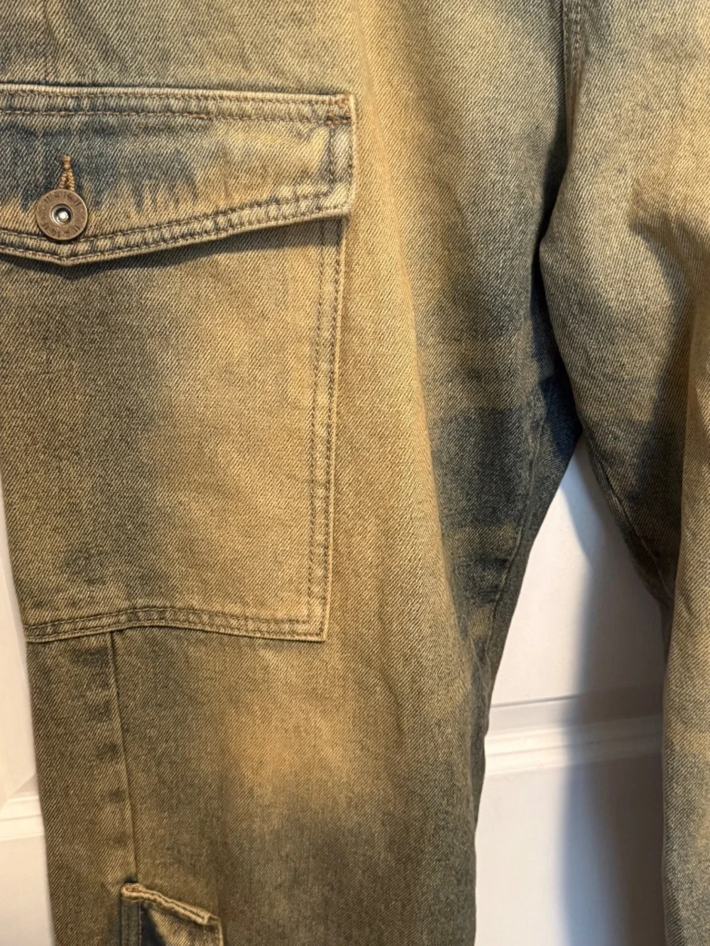 KDNK Men's ADV Baggy Cargo Jean Size 28 Tinted Blue